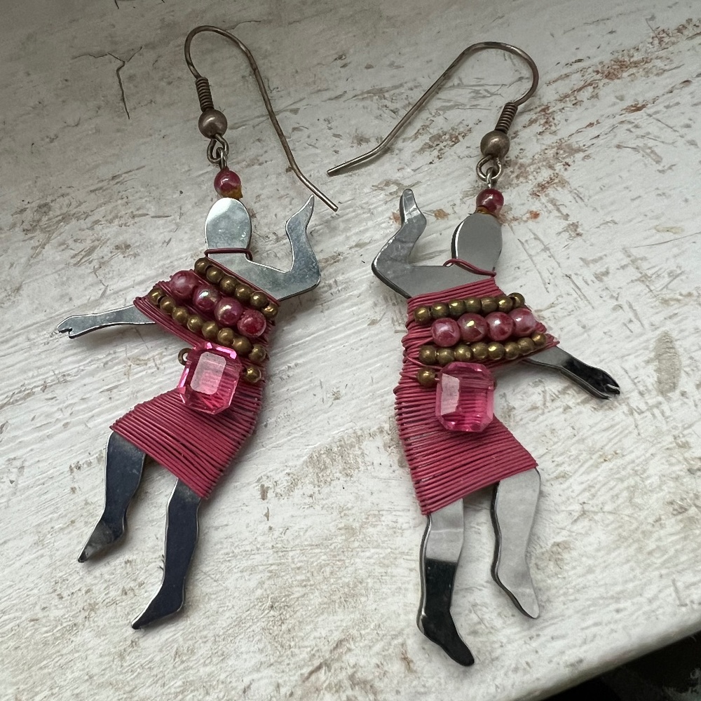 *Rare Find* LizTech Vintage Hand Crafted Dancer Earrings  (1987)